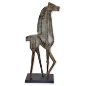 Casa Padrino luxury aluminum decorative sculpture giraffe antique gray/black 46.6 x 22.4 x H. 116 cm - Abstract aluminum decorative figure - Living room decoration - Office decoration