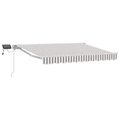 Vidaxl Ročno senčilo s LED-ji Svetlo siva in bela. 3 x 2 m