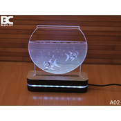 Black Cut 3D Lampa Akvarijum, Hladno bela