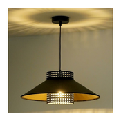 Duolla - Luster na sajli RIO RATTAN 1xE27/15W/230V O 45 cm crna/zlatna