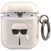 Karl Lagerfeld Etui Karl Lagerfeld Glitter Karls Head za AirPods 1/2 - zlato