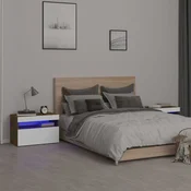 Vidaxl vidaXL Nočne omarice z LED osvetlitvijo, komplet 2 kosov, dimljen hrast, 60x35x40 cm