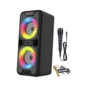 Manta SPK816 prijenosni zvučnik, karaoke zvučni sustav, ugrađena baterija, Bluetooth 5.0, Disco LED svjetla, crna (MAN-SPK816)