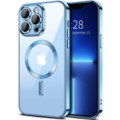 Hibridni ovitek MagShield z zaščito zadnje kamere in 2 magnetoma MagSafe za iPhone 15 Plus - metallic blue