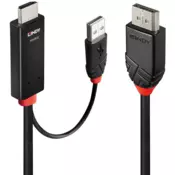 Lindy 41498 prilagodnik za video kabel 1 m HDMI + USB Type-A DisplayPort Crno
