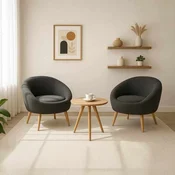 ATELIER DEL SOFA Fotelje i bocni stocic Cay Seti Anthracite