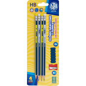 Set grafitnih olovaka Astra - Sa šiljilom i cepom, HB, 4 komada