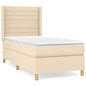 Vidaxl Box spring postelja z vzmetnico krem 80x200 cm blago