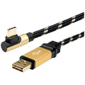 ROLINE Roline USB kabel USB 2.0 USB-A vtič\, USB-C® vtič 3.00 m črna\, zlata zaščiten 11.02.9062, (20417036)
