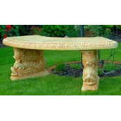 Casa Padrino stone garden bench sand/beige 156 x 46 x H. 49 cm - Oriental style curved garden bench - Stone garden bench - Oriental style garden furniture