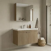 HANAH HOME Kupatilski ormarić sa umivaonikom i ogledalom (2 komada) Desna 90 942