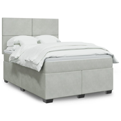 Vidaxl Box spring postelja z vzmetnico svetlo siva 160x200 cm žamet
