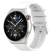 Silikonski pas za Huawei Watch GT3 Pro 46mm - s srebrno zaponko - bel