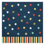 PartyDeco serviete stars, 33x33 cm, mornarsko modre