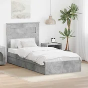 Krevet s od storage Betonski sivi 90 x 190 cm Konstruirano drvo