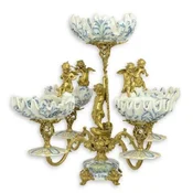 Casa Padrino luxury Art Nouveau cake stand with decorative angel figures cream/blue/gold H. 55 cm - Hotel & Restaurant Accessories - Baroque & Art Nouveau decorative accessories