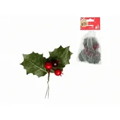 Božične dekoracije na žički HOLLY LEAVES 13 cm 6 kosov