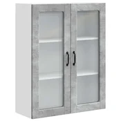 Vidaxl Stenski stekleni omarica PORTO Betonsko siva 80 x 31 x 100 cm