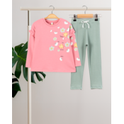 VIA GIRLS Kompletic za devojcice, majica i pantalone Favorite Colors, Roze-zeleni