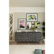 Hanah Home komoda Moka 180, 180 cm, antracit / srebrna