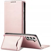 HURTEL Magnetni ovitek za kartice za Samsung Galaxy S22+ (S22 Plus) - denarnica s stojalom, roza
