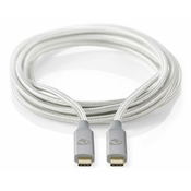 NEDIS PROFIGOLD USB-C/USB 3.2 Gen 2x2 kabel/ USB-C konektor - USB-C konektor/ najlon/ srebrn/ BOX/ 1