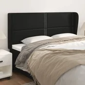 Vidaxl vidaXL Vzglavnik s krilci črne barve 183x23x118/128 cm umetno usnje
