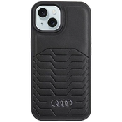 Audi Synthetic Leather MagSafe iPhone 15 6.1 black hardcase AU-TPUPCMIP15-GT/D3-BK (AU-TPUPCMIP15-GT/D3-BK)