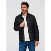 Ombre Mens quilted jacket with high zipped hood - black