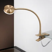 ORION Mira LED stezaljka, fleksibilan krak, zlatna - Radna soba/ured - Moderan - Antikni mesing, satenirana završna obrada, prozirna - Metal