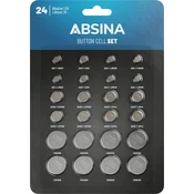 Absina Set celic z gumbi Absina 24 alkalno + litij Absina komplet gumbnih baterij 1 kos, (20430569)
