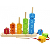 Drvena igračka 3 u 1 Pino – Za nizanje, sortiranje i balans