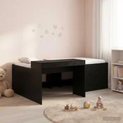 Krevet za djecu s visokim okvirom i stolom Crna 75 x 190 cm