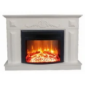 Casa Padrino baroque electric fireplace white/black 125 x 35 x H. 88 cm - Living room decorative fireplace with remote control - Living room furniture baroque style - Baroque electric fireplaces