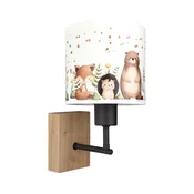 Brilagi - Zidna lampa BOBO WOOD 1xE27/25W/230V hrast/crna/bela/životinje