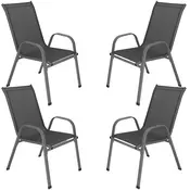 springos Zunanji stoli, 4 kosi, kovinski, višina 92 cm, primerni za vrt in balkon, nosilnost 120 kg, temno siva barva., (5000197329)