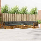 Set vanjskih sofa 9 pcs Prirodna i antracit Cvrsto drvo akacije