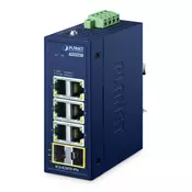 PLANET IP30 Compact size Industrial IGS-820TF-PN Brez upravljanja Gigabit Ethernet (10/100/1000) Modra
