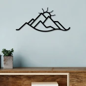 Opviq Zidna dekoracija Mountain and Sun, 60x26 cm, 1.5 mm, Crna