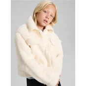 Sinsay - Kratka krznena jakna sa ovratnikom - krem