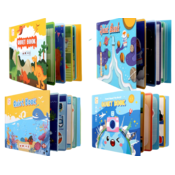 Meng Montessori Tiha knjiga - knjiga z nalepkami - Tiha knjiga - komplet 4 tihih knjig (dinozavri, potovanja, podvodni svet, vesolje)