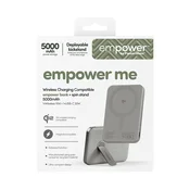 Brezžična PowerBank 5000 mAh, z vrtljivim stojalom 20 W, združljiva z MagSafe, Qi2/USB-C, Titan, empower