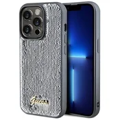 Guess Guess ovitek Sequin Script Metal za iPhone 14 Pro - srebrna