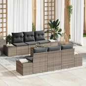 Sjedeća garnitura za vrt 7 kom. Siva poliratan 239 x 62 x 69 cm