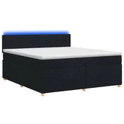 vidaXL Postelja boxspring z vzmetnico Črna 160 x 200 cm Blago