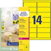 Avery odstranljive etikete 99,1 x 38,1 mm neonsko rumene