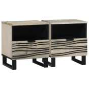 vidaXL Nočna omarica s predalom 2 pcs Bela in črna 40 x 33 x 46 cm