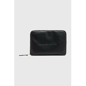Kožna torba za laptop AllSaints Saff Lea boja: crna