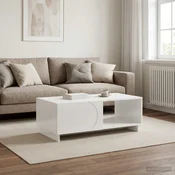 Vidaxl Klubska miza Bela visok sijaj 95 x 50,5 x 35 cm Konstruiran les