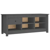Vidaxl Omarica za čevlje siva 110x38x45,5 cm trdna borovina